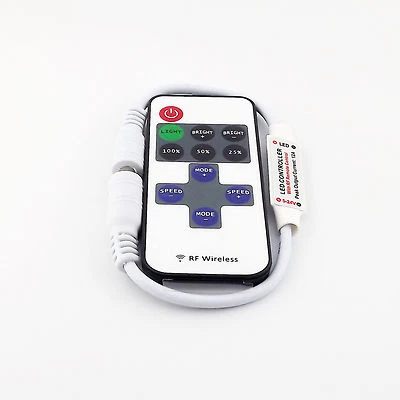 1x DC 5-24V LED Single Color Strip 11 Keys Mini Dimmer with RF Remote Controller - Image 1 of 4