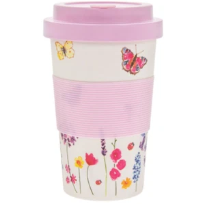 Travel Cup Coffee Mug Reuse Refillable Present Butterfly Garden - Picture 1 of 1