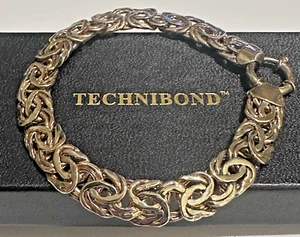 Technibond Byzantine Bracelet Gold Plated Sterling Silver 925 8" - Picture 1 of 11