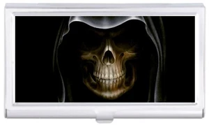 Grim Reaper Death Up Close Business Card Case Holder Polished Finish NEW COOL! - Imagen 1 de 2