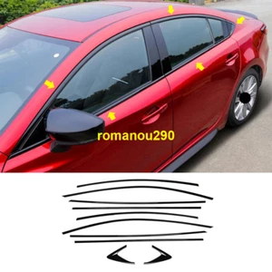 Fit For Mazda 6 2014-2021 ABS Glossy Black Side Window Molding Cover Trim 10pcs - Picture 1 of 11