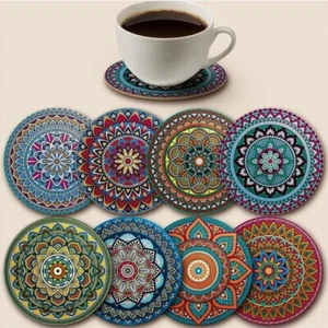 6x random mandala Coasters, Coaster Set, Essential for Holiday/ Gatherings - Picture 1 of 2