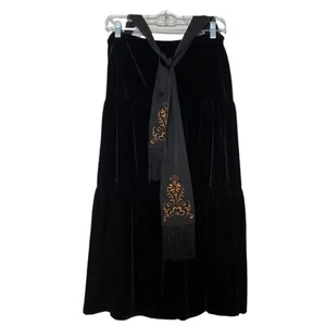 Nine & Co Nine West Women's Velvet Mid Length Ruffle Satin Belted Skirt Size 12 - Picture 1 of 4