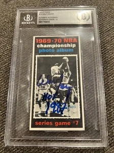 WALT FRAZIER RC 1970-1 Topps Game 7 Knicks #174 Signed 10 Auto Beckett BAS HOF - Picture 1 of 2