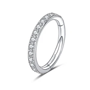1 Pc Surgical Steel Nose Ring Hoop Septum Piercing CZ Cartilage Earrings Jewelry - Picture 1 of 27