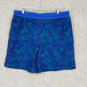 Pantaloncini Fabletics Uomo XL Blu Atletico 7" Stampa Fondamentale 4 Vie Elasticizzati Palestra - Foto 1 di 10
