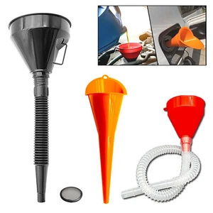 3x With Filter And Extension Pipe Car Liquid Fuel Plastic Funnels Set Long Neck - Picture 1 of 7
