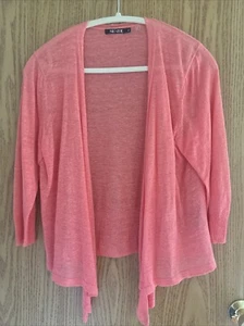 NIC + ZOE offene Strickjacke Leinen NEU koralle Gr. PL - Bild 1 von 3