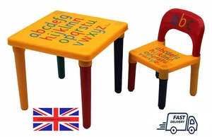 Kids Table and Chair Set ABC Alphabet Childrens Plastic Toddlers Childs School - Picture 1 of 9