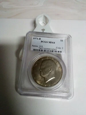 1971 D $1 Eisenhower Dollar PCGS MS 64 - Image 1 of 2