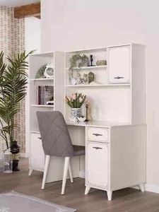 Gruppe Computertisch Schreibtisch Set Holz Bücherregal Weiß 3tlg Regal - Bild 1 von 7
