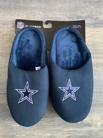 Dallas Cowboys  Slippers Size Mens Medium 11-12 Plush Lined Slip On Embroidered Cover