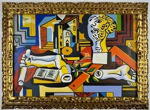 Pintura al óleo sobre lienzo de Pablo Picasso (hecha a mano) enmarcada firmada y estampada - Imagen 1 de 6