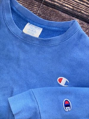 Vintage Champion Sweatshirt Small Reverse Weave Womens Blue Crew Neck Flaw - Image 1 of 4