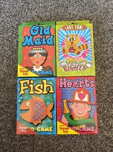 4 Children’s Card Games - Fish, Hearts, Old Maid, And Crazy Eights. Brand New - Picture 1 of 11