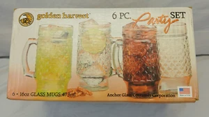 NEU VINTAGE GOLDEN HARVEST 6-TEILIGES PARTY-SET 16 OZ GLAS TASSEN ANKER GLAS HERGESTELLT IN DEN USA - Bild 1 von 6