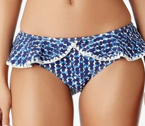 NWT Anne Cole Studio Bikini Bottoms Medium Flounce Around Printed Ruffled Blue - Picture 1 of 9