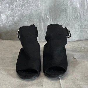 MADDEN GIRL Women's Black Darlynn City Peep-Toe Block-Heel Sandals SZ 8.5 - Picture 1 of 9