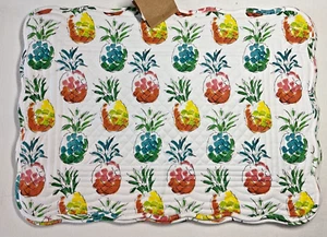 KAY DEE PLACEMATS (4) 13 X 19 PINEAPPLES WHITE BLUE ORANGE 100% COTTON NWT - Picture 1 of 3