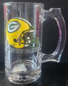 Taza Stein de vidrio de cerveza Green Bay Packers NFL casco amarillo logotipo fútbol americano vintage - Imagen 1 de 4