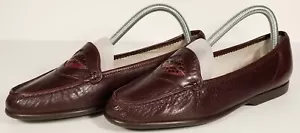 Bally 101 burgunderrote weiche Leder-Halbschuhe Damenschuhe US 8,5 AA hergestellt in Italien - Bild 1 von 12