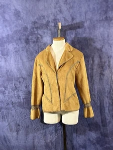 Beverly Hills Leather Club Jacket gefüttert braun Wildleder Lederjacke mit Knöpfen Größe L - Bild 1 von 6