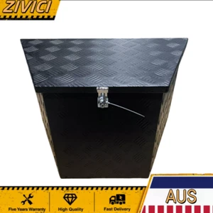 Black 725x420x460mm Aluminium Draw Bar Caravan Trailer Tool Box Top Open Box - Picture 1 of 10