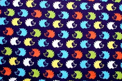 BTY*COLORES BRILLANTES BEBÉ ERIZOS MARCHANDO SOBRE TELA POLAR AZUL MARINO 1 YD 60x36" Foto 1 de 2