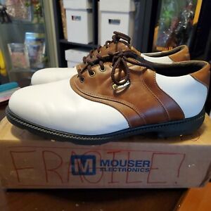 FootJoy FJ Super Lites Mens Size 8.5 M White Brown Golf Shoes Lace Up Great!