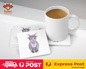 COASTER COFFEE DRINKING MAT|WATERCOLOR GOAT - Imagen 1 de 21