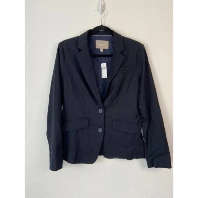 Banana Republic Mujer 8 Negro Rayas Blazer Traje Abrigo 2 Botones Cierre Nuevo Con Etiquetas Foto 1 de 4
