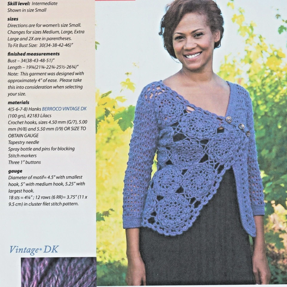 551 LADIES LACY CARDIGAN DK 30 TO 46" VINTAGE CROCHET PATTERN COPY - Image 1 of 1