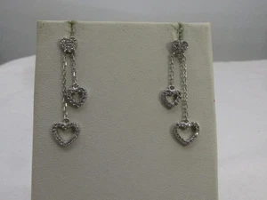 Pendientes perforados estilo gota diseño corazón plata esterlina vintage .1 3/8" #970 - Imagen 1 de 6