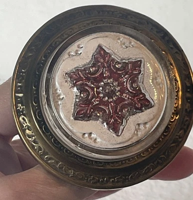 Antique Victorian 1800’s RED Star Sulphide Glass & Brass Curtain Tie Back Large - Image 1 of 4