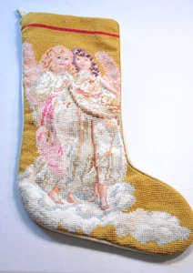 Medias de lana Angels Needlepoint Pekín artesanía 1991 terciopelo dorado AK de colección - Imagen 1 de 14