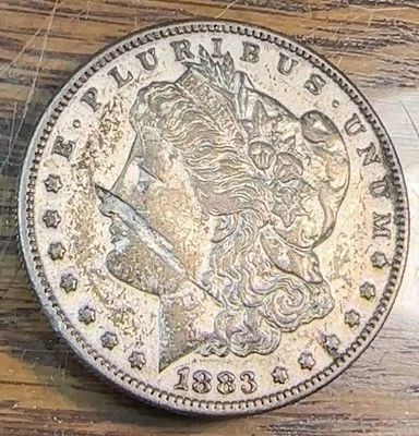 1883-S Morgan Dollar Nice Original AU Apparent Struck-thru Error CHRC - Image 1 of 2