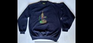 1980s London Big Ben England Blue Crewneck Jumper Sweatshirt L Vintage - Bild 1 von 7