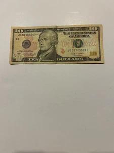2009 $10 Federal Reserve Star Note With SN: JG01705509* - Picture 1 of 4