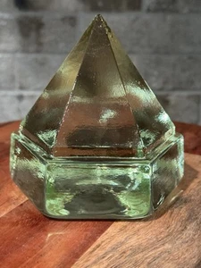 Vintage Ship's 6 Sides Deck Prism  Green Glass Nautical Pyramid Boat Paperweight - Picture 1 of 8
