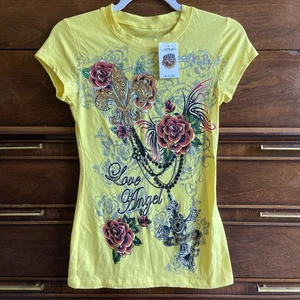 NWT Christian Audigier Ed Hardy Vintage Y2K SHIRT Short Sleeve Women’s Small - Picture 1 of 6