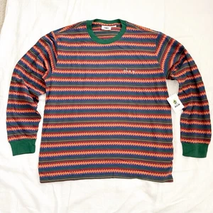 Obey Herren LS Hemd Komplex Jacquard dunkle Zeder/mehrere Streifen Größe Large Neu mit Etikett - Bild 1 von 5