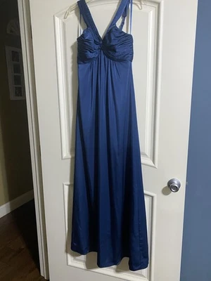 Halter BCBGMAXAZRIA Formal Azul Marino Satinado Talla 4 Foto 1 de 4