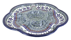 Bandeja de inmersión y astillas de flores de mosaico de cerámica polaca rosa azul - Imagen 1 de 1