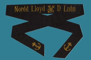 1880s-90s North German Lloyd LAHN Hat Ribbon/ Cap Tally - Excellent Condition - Picture 1 of 1