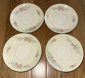 Rare Homer Laughlin Eggshell Nautilus Four Dessert Plates 6" Pink Green Gold USA - Picture 1 of 6