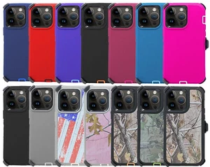 Rugged Defender Case for iPhone 16 /Plus/Pro/ProMax/ With BeltClip Fit OtterBox - Picture 1 of 15