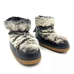 Ikkii Gray Short Rabbit Fur Winter Boot Bootie Women's Size EU 41 - Picture 1 of 9