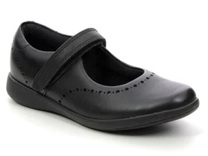 Clarks Kids Infant Junior Etch Craft Shoes F Fit Black School - Picture 1 of 8