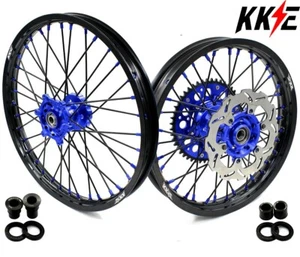 KKE 21/18'' Spoked Wheels Rims Set Fit Suzuki DRZ400SM 2005-2025 CNC Blue Hubs - Foto 1 di 11