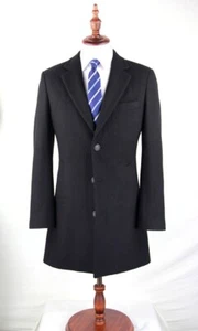 NUEVO Abrigo de Invierno Para Hombre Mezcla de Lana Cachemira Largo Tres Cuartos Premium Negro - Imagen 1 de 1